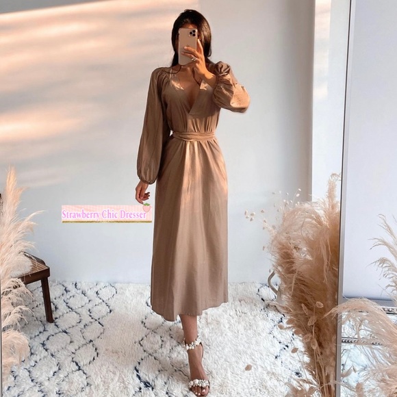 ZARA BELTED MIDI DRESS - Picture 5 of 9